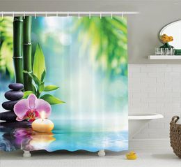 Shower Curtains Spa Curtain Symbolic Features With Candle And Bamboos Tranquil Thoughtful Life Nature Print Cloth Fab