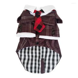Dog Apparel ETHIN Pet Coat Houndstooth Gentleman Clothes Cat Shirt Plaid Suit With Necktie Product Clothing Jacket