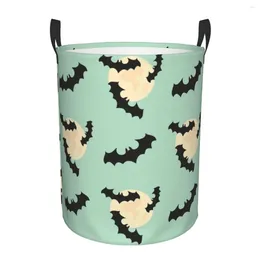 Laundry Bags Dirty Basket Cute Bats With Moon Folding Clothing Storage Bucket Toy Home Waterproof Organizer