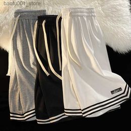 Men's Shorts Summer American sports shorts mens fashion brand Ins loose basketball pants trend split casual pants thin couple wear S-3XL Q240329