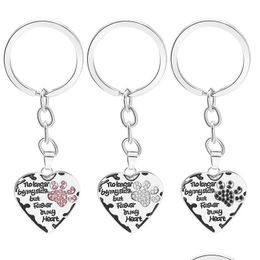 Key Rings 12 Pcs/Lot Chain No Longer By My Side But In Heart Paw Print Keychain Pet Animal Lovers Memorial Friend Ring Drop Delivery J Dh03M