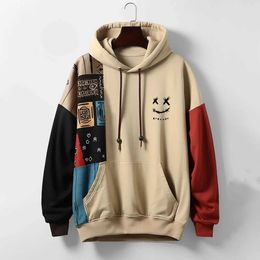 Mens Hoodie 3d Printed Cartoon Smile Pattern Hooded Casual Pullover Daily