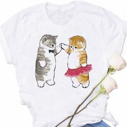 cute Cats Printing Women T-shirts New Kawaii Women's Tshirt Fi Women Clothing Funny Korean Style T-Shirts Shirts for Woman h8Qb#
