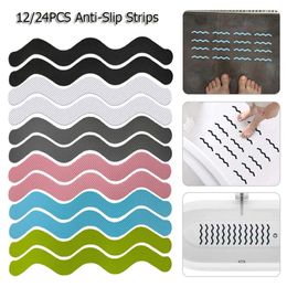 Bath Mats 12Pcs Anti Slip Strips Wave-shaped Safety Waterproof Shower Stickers Self-Adhesive Non Tape For Bathtub Stairs Floor