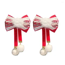 Hair Accessories Women Red Bowknot Clip With White Decoration Chinese Style Girls Kids Year Gift