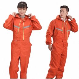 working Hooded Coveralls Raincoat Overalls Dust-proof Paint Spray Clothing Hood Protective Safety Reflective Work Clothes Y8gh#