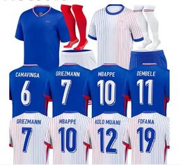 24 25 French MBAPPE KANTE BENZEMA Soccer Jerseys 2024 Euro Cup Fans Player Version GRIEZMANN GIROUD Maillot de foot Men shirt Kids Kit VARANE DEMBELE Football unifor