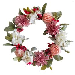 Decorative Flowers Spring Summer Wreath For Front Door Outside Farmhouse Porch Decor Flower Unique Welcome Peony And Hydrangea