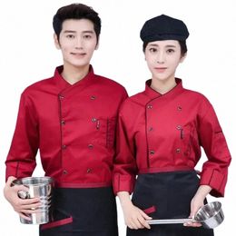 men and Women Cott Pastry Chef Work Clothes Dert Shop Bakery Chef Uniform Lg-sleeved Autumn and Winter Clothing S8Wv#