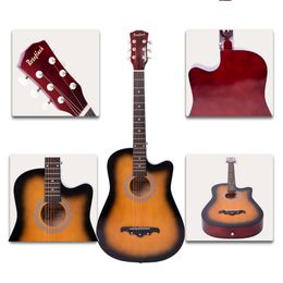 41/38 Inch Acoustic Guitar for Travel Beginners Adults Kit with Capo Picks Bag 6 Steel Strings Guitarra for Teens AGT16