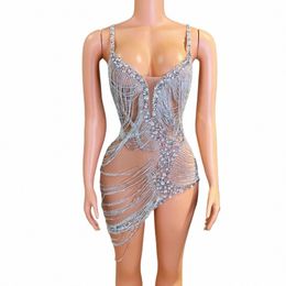 gorgeous Blingbling Diamds Tassels Dres Woman Sexy Tube Top Ceremy Mini Dr for Evening Dres Party Wear Luobei 51J1#