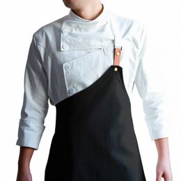 chef Jacket and Apr for Men Women Kitchen Work Uniform Restaurant Cafe Waiter Clothes R4T1#