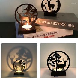 Candle Holders Creative Christmas Elk Metal Candlestick Ins Style Black Home Bedroom Decorative Crafts