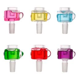 14mm 18mm Male Port Filled With Colour Liquid Glass Bowl Smoking Accessories For Dab Rig Bongs Water Pipes YD363