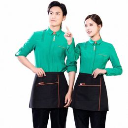 high-end Dining Work Clothes Women's Autumn and Winter Lg Sleeve Waiter Shirt Western Milk Tea Coffee Shop Hotel Frt Desk Sh N76o#