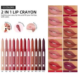 Matte Mositurizing Lip Liner Built-In Sharpener Lipliner Pencil 2 In 1 Lip Liner And Lipstick Pen Waterproof 240323