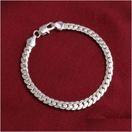 Charm Bracelets Selling 925 Sier Plated 5Mm Mens Bracelet Jewellery Copper Cuban Link Chain For Women And Men 20Cm Drop Delivery Dhkxb