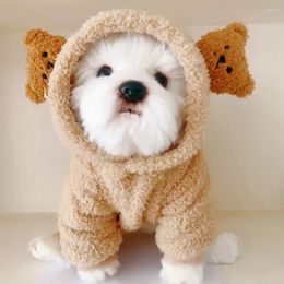 Dog Apparel Winter Style Small Clothes Pet Four-legged Bear Ears Fighting Puppy Teddy Cat