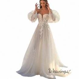 chiff Off The ShoulderBoho Wedding Dres For Women 2024 With Detachable Sleeves Appliques Corset Tull Beach Gown Robes W4fv#