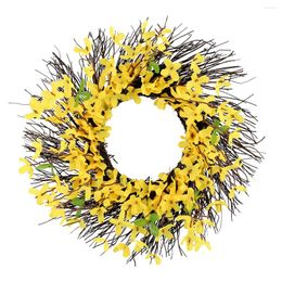 Decorative Flowers Garland Holiday Layout 2024 Yellow Flower Dead Branch Wreath Decoration Door Hanging Summer 12inch Christmas