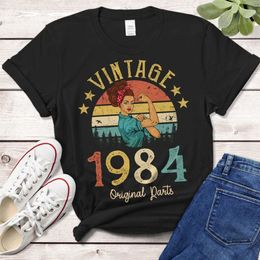 Vintage 1984 Original Parts Women Tshirt Cotton Colored Retro Tshirts 40 Years Old Birthday Gift Female Short Sleeve Tops 240329