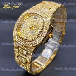 Other Watches MISSFOX Golden Classic Style For Men Ultra-thin Stylish Simple Square es With Diamond Band Jewellery Gift Dropshipping T240329