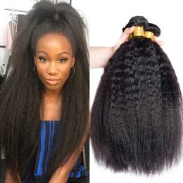 Kinky Straight Human Hair Weaving 28 30 32 Inch Kinky Straight Human Hair Bundles Weaving Bundens Promo