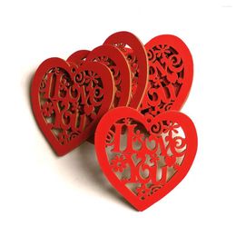 Decorative Figurines 10Pcs Heart Shape Cut Wood Hollow Embellishment Letter Discs Unfinished Cutout For Crafts DIY Decoration