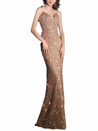 temperament Queen Sexy Elegant Robe Luxury Shinny Slim Fit Spaghetti Strap Prom Dr Trumpet Sequin Party Evening Dres z3AQ#