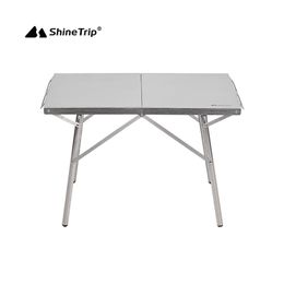 Shanqu Outdoor Camping Folding Table Stainless Steel Picnic Table Portable High Temperature Resistant Barbecue Table Leisure Stall Table