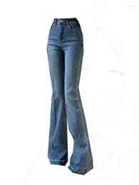 Women's Jeans 2024 Fashion Simple Denim Pants Women Design High Waist Slim Bell Bottoms Office Lady Streetwear Daily Basic Japanese
