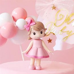 Decorative Figurines Girl Pink Baby Shower Kids Gifts Birthday Party Supplies Bakeware Miniatures Cake Decorating Tools Figurine Topper