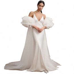 dreamylike Wedding Cape With Puffy Layers Tulle Sleeve Fi Bridal Jacket Fi Detachable Bridal Wrap Jacket TSWD048 H44S#