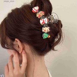 Hair Clips Christmas Transparent Acrylic Hair Clip New Cute Large Hair Claw Barrettes Hairpin Hair Accessories Headwear Y240329