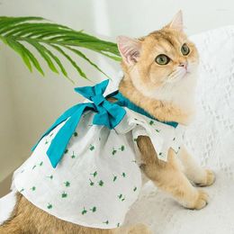 Dog Apparel 2024 Spring Summer Pet Clothes Princess Party Floral Ribbon Bow Skirt Outfit For Teddy Chihuahua Puppy Cat Dresses
