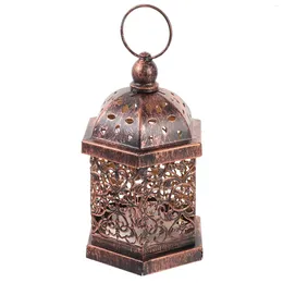 Candle Holders Decorative Morocco Lamp Tabletop High Brightness Light Lanterns Home Iron Flameless Antique