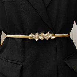 Waist Chain Belts Elastic gold chain belt for womens waist punk Y2K silver metal rhinestone belt for womens high-quality luxury gold belt Y240329