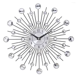 Wall Clocks 33cm Round Quartz Movement Hanging Clock Ornament Battery Powered Jewelled Artistic Background For Living Room