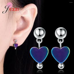 Dangle Earrings Genuine 925 Sterling Silver Heart Pattern Pendant Drop Earring For Women Fashion Wedding Accessory Fine Jewelry