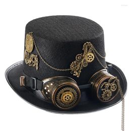 Berets Steampunk Hat Vintage Top Men Women Gear Chain Carnivals Party Costume Accessories