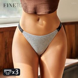 Kadın Panties Finetoo 3pcs Düşük katlı pamuklu kadınlar Seksi bikini iç çamaşırı mektup kemer külotu bayanlar rahat brifingler kadın