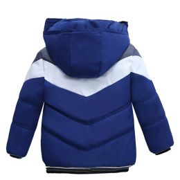 Weihnachts Patchwork Jungen Jacke Outwear warme Kapuze -Winterjacken für Jungen Girls Mantel Kinder Parka Kleidungsmantel Winddicht