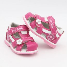 Söta örn sommarflickor sandaler pu läder småbarn barn ortopediska sandaler flickor stängda tå baby platt skor 20-30 NY 2022