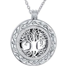 Tree of Life Round Cremation Urn Necklace - Cremation Jewellery Ashes Memorial Keepsake Pendant - Funnel Kit Included258c