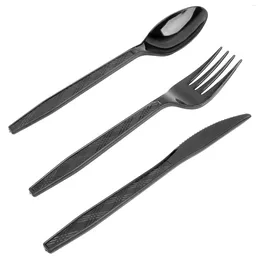 Disposable Flatware 48 Pcs Plastic Golden Tool Fork Spoon Set Cutlery Kit Tableware For Barbecue Party Picnic