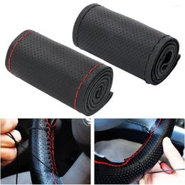 Steering Wheel Covers 38cm DIY Car Cover PU Leather Braid With Needle Thread Hand-Stitched Auto Accessories