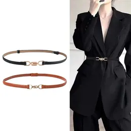 Belts Women PU Leather Skinny Waistband Adjustable Belt Dress Casual Strap Korean Simple Easy Release Metal Buckle Style