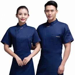 wholesale Chef Uniform Short-Sleeved Summer Thin Chinese Restaurant Kitchen Work Clothes Large Size Cake Shop j0l2#