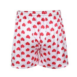 Mens Cute Love Heart Print Classic Soft Boxer Shorts Lightweight Loose Beach Wear Strawberry Board Homme Shorts Sweetpants