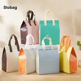 Storage Bags StoBag 25pcs Non-woven Lunch Tote Box Fabric Portable Food Cake Drinks Packaging Keep Warm Cold Delivery Reusable Pouches